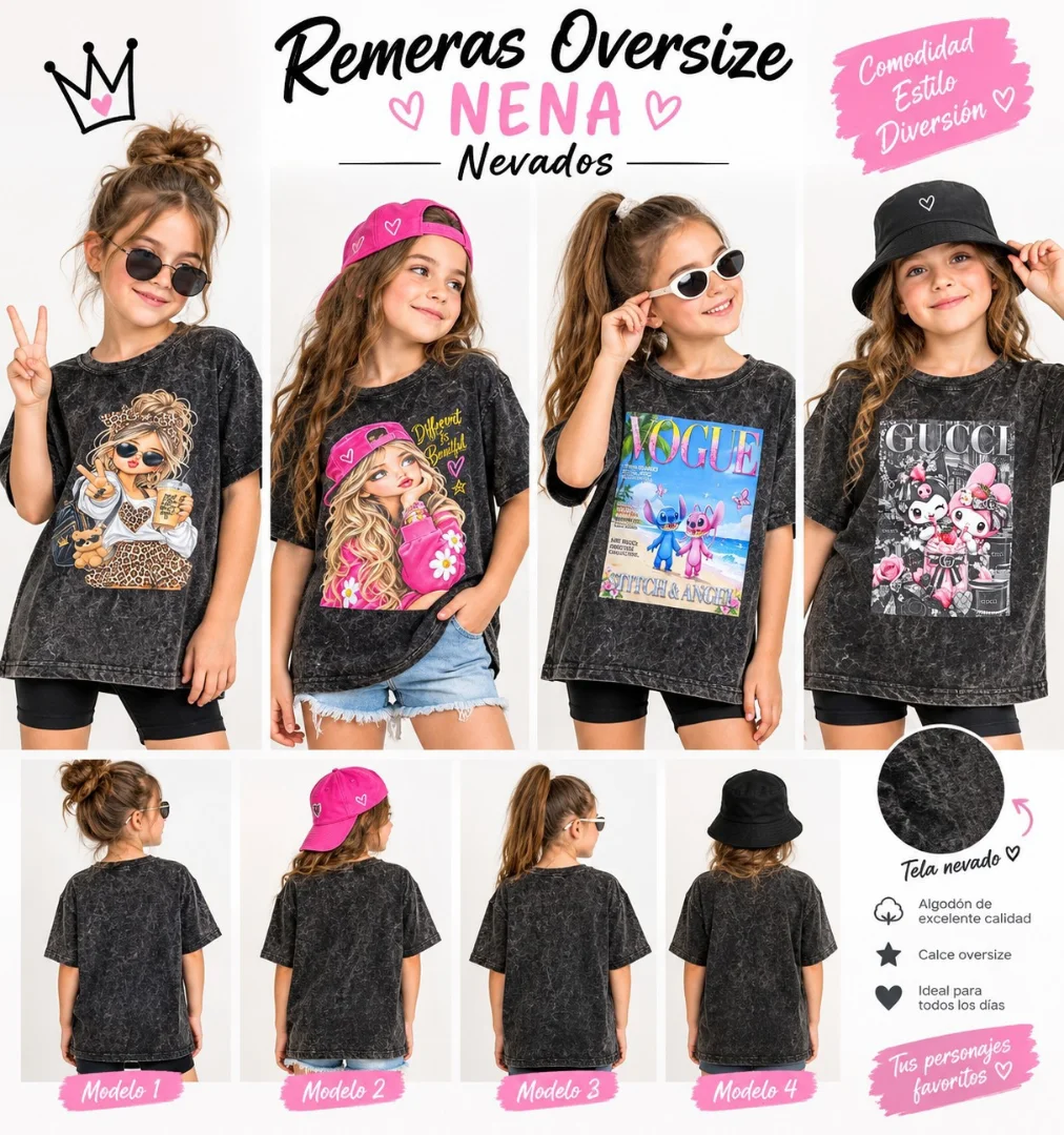Remeras Oversise Nena Nevados Personajes - Imagen 1