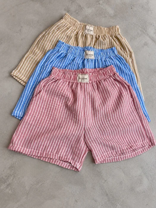Shorts de Lino Rayado