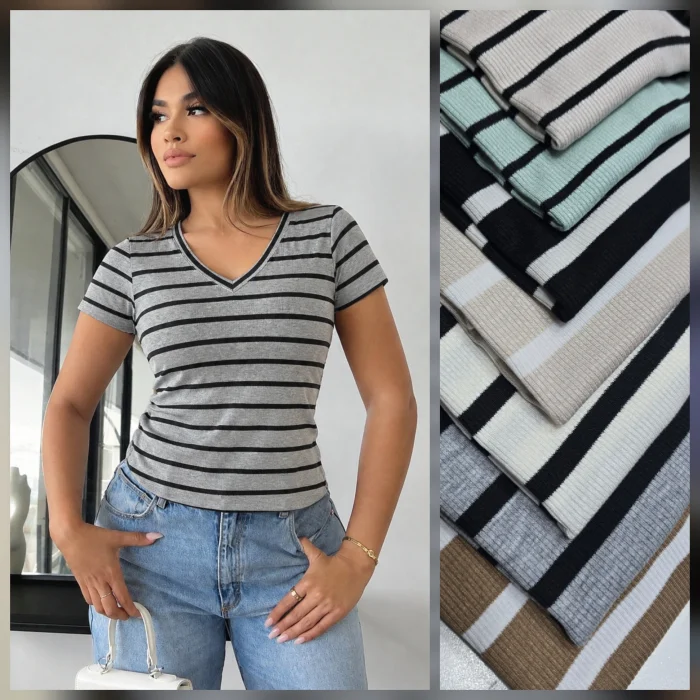 Remera Rayada Escote V (nicol)
