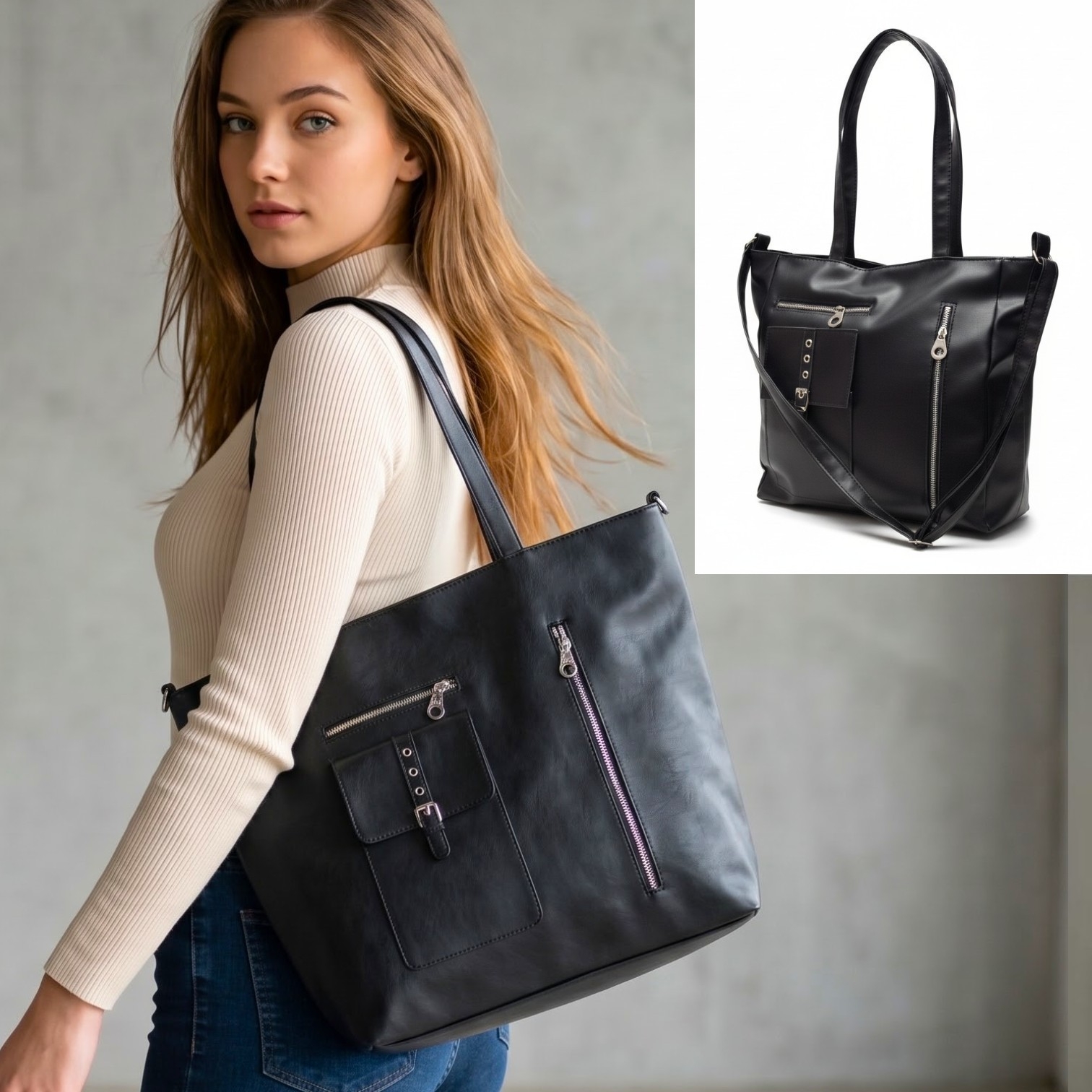 Bolso Tote Bag 2 Cierres, Mide 32cm X 34cm X 13cm Aprox,
marroquineria - Imagen 1