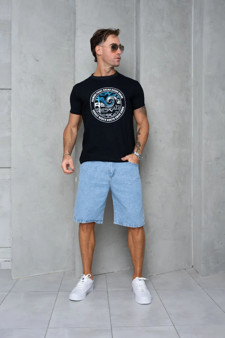 Bermudas Jeans Mom Celeste Claro - Imagen 5