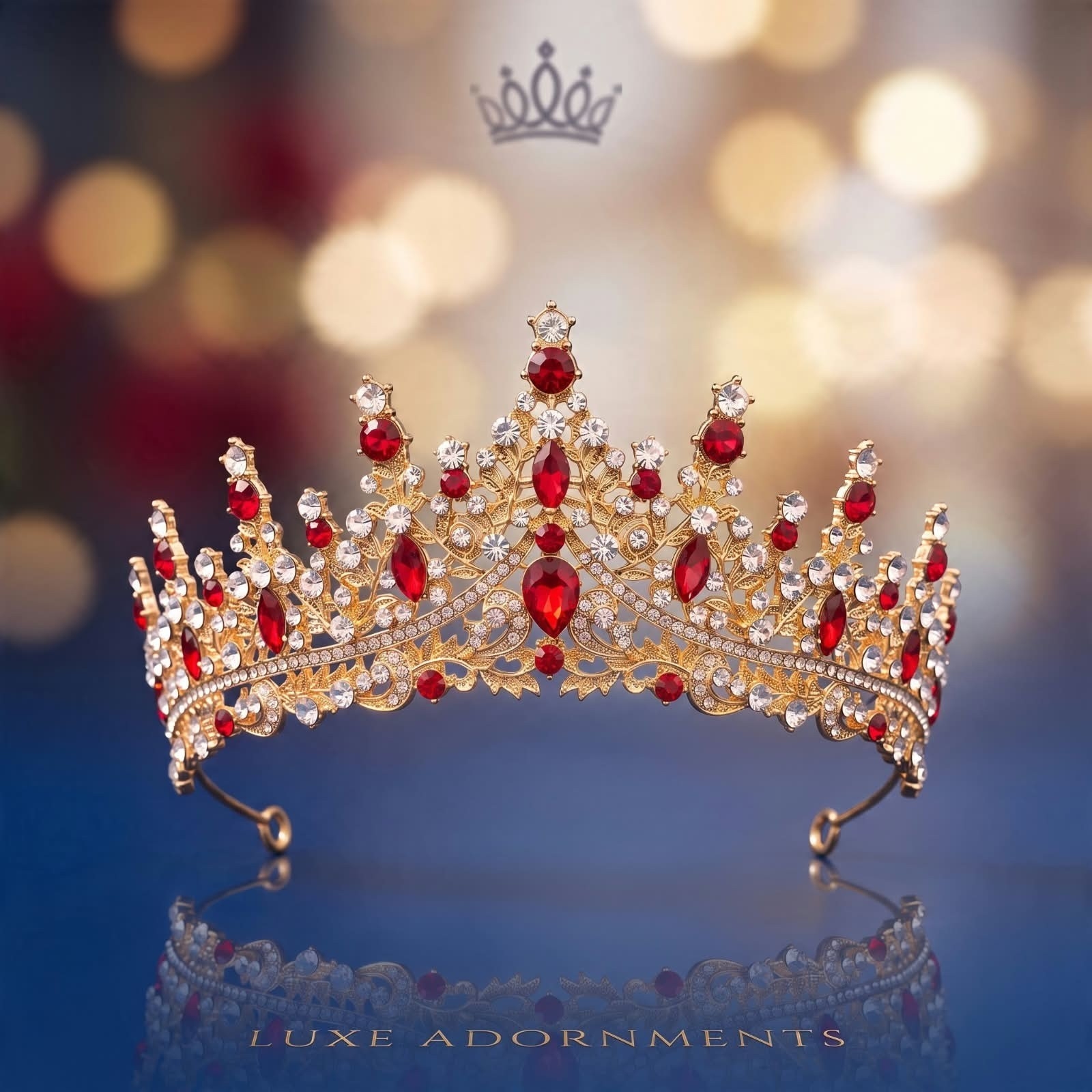 Coronas Grandes con Circones en Rojo Dorado /platiado - Imagen 2