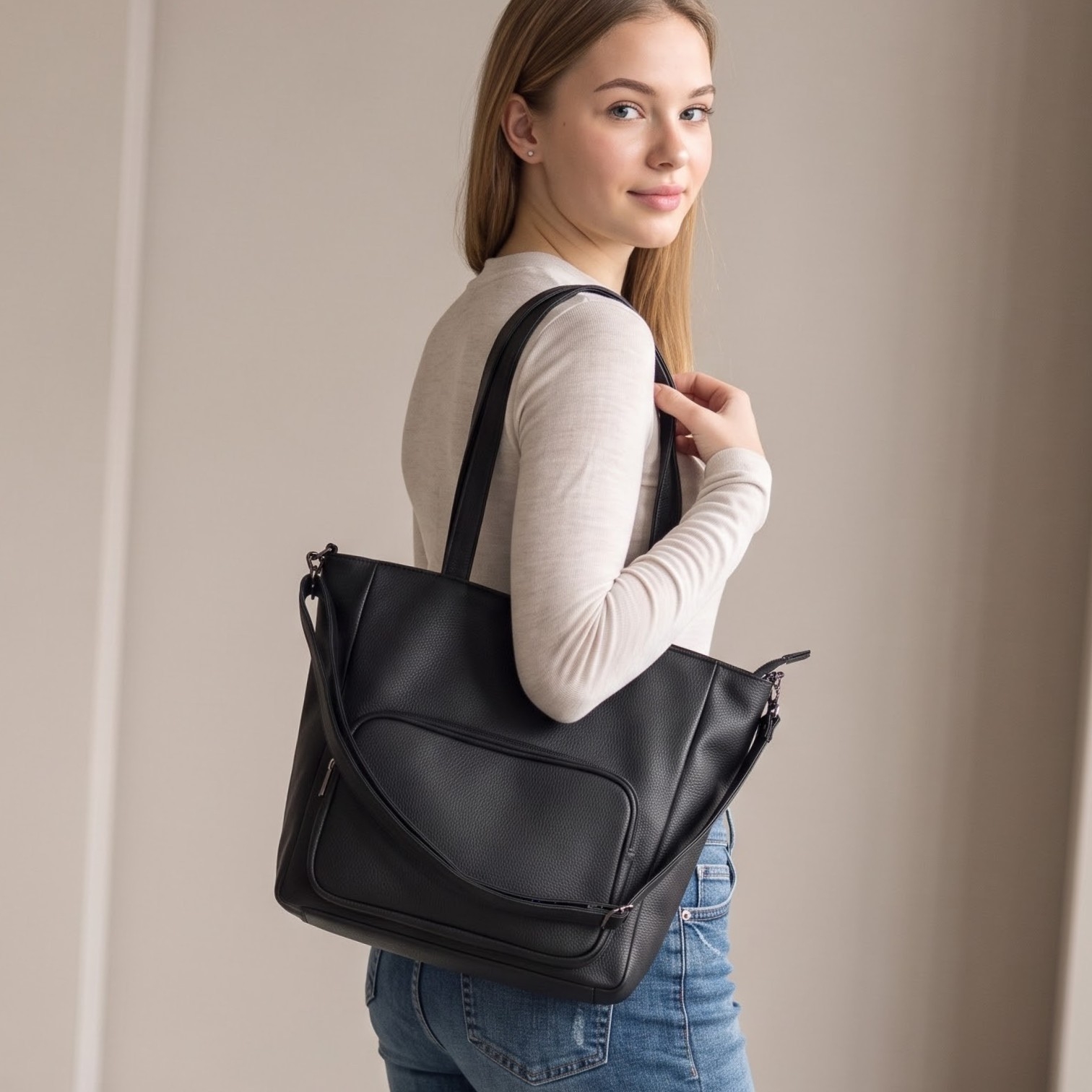 Bolso Tote Cargo Bolsillo Adelante, Mide 31cm X 32cm X 12cm Aprox, Marroquineria - Imagen 1