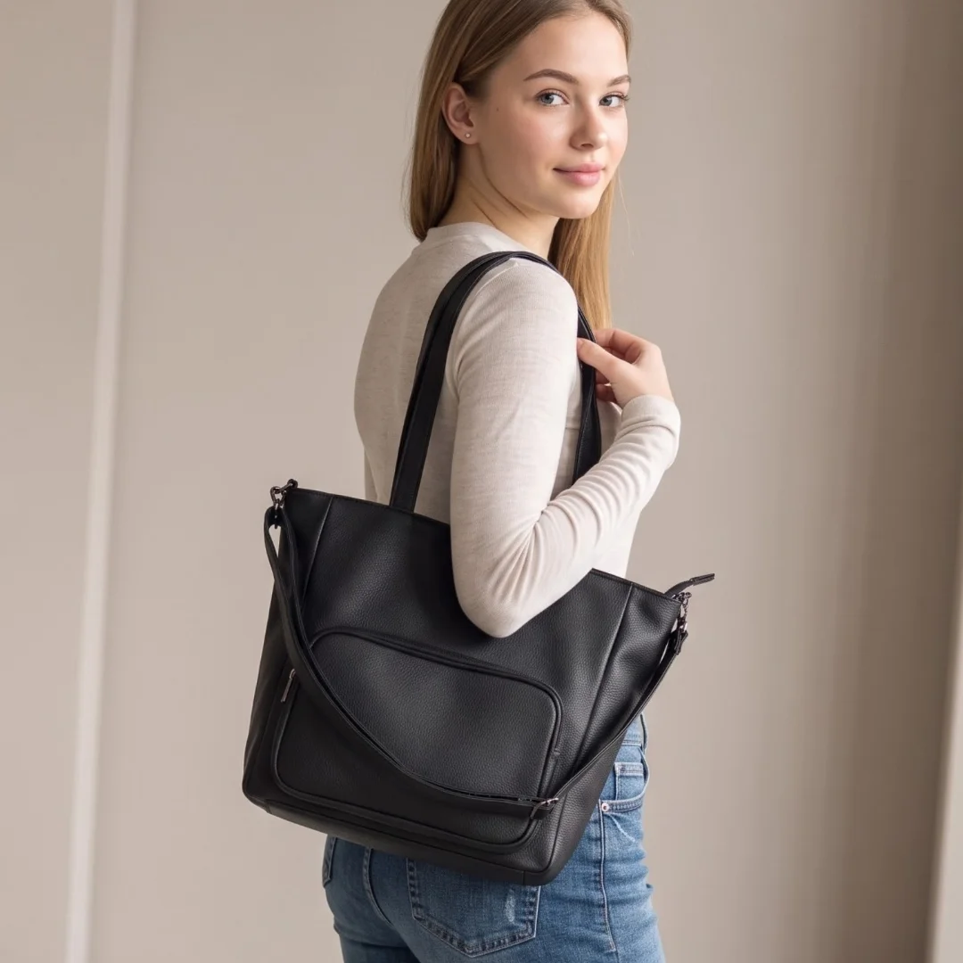 Bolso Tote Cargo Bolsillo Adelante, Mide 31cm X 32cm X 12cm Aprox, Marroquineria - Imagen 1