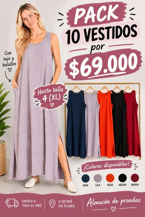 Pack X10 Vestidos Fibrana Poplin