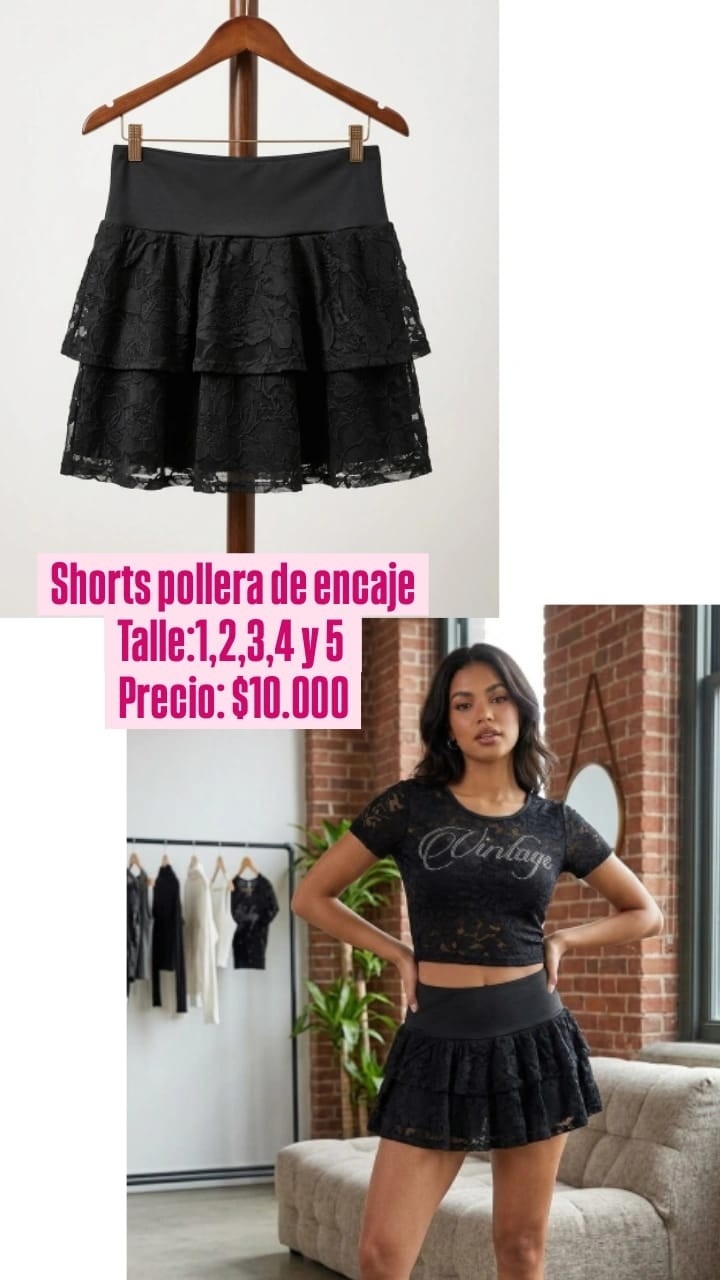 Short Pollera con Encaje Talle  1  al 5 - Imagen 6