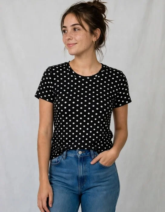 Remera Lunares Modal Viscosa