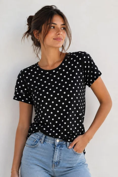 Remera Lunares Modal Viscosa