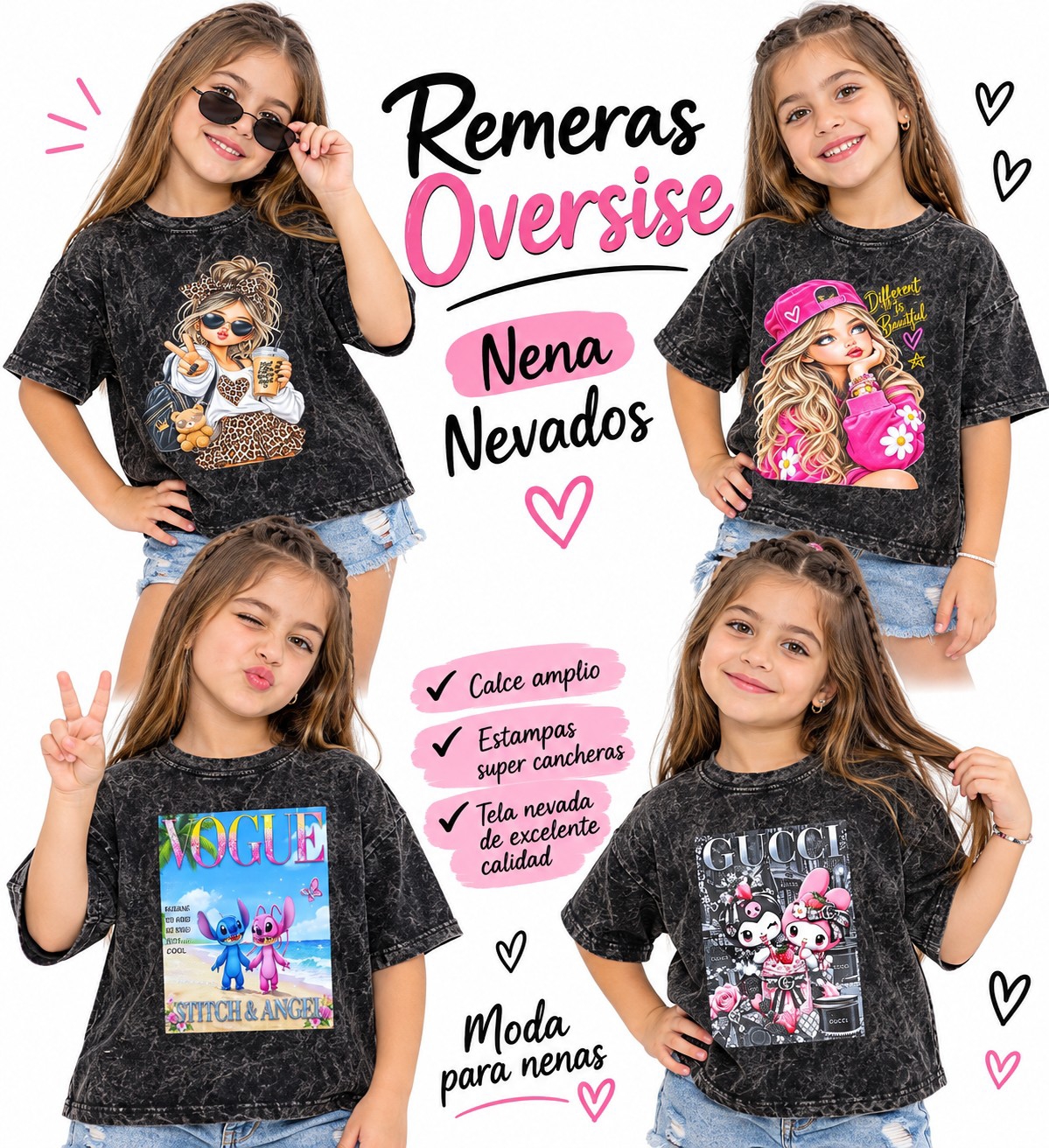 Remeras Oversise Nena Nevados Personajes - Imagen 3