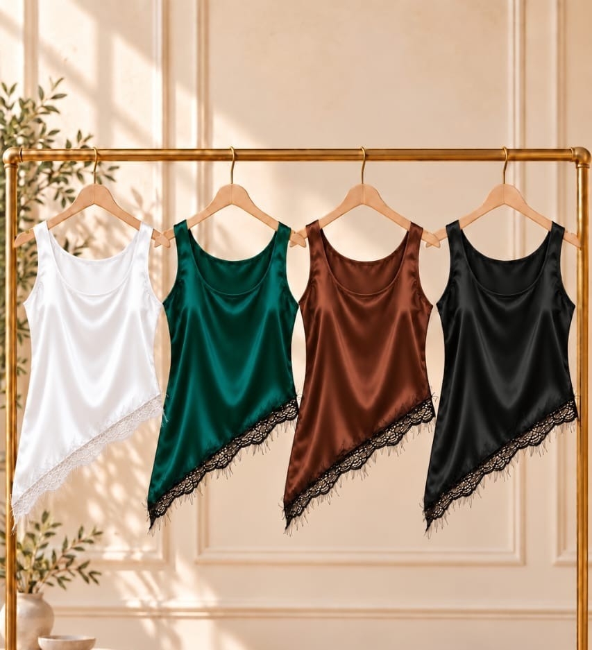Blusa Avelina Saten con Puntilla de Encaje - Imagen 2