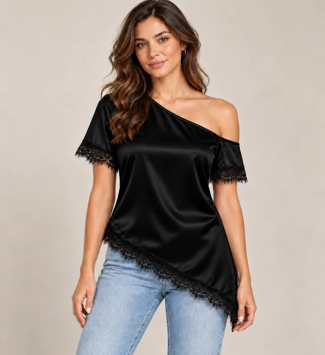 Blusa Niza con Pintilla de Encaje Moda Total