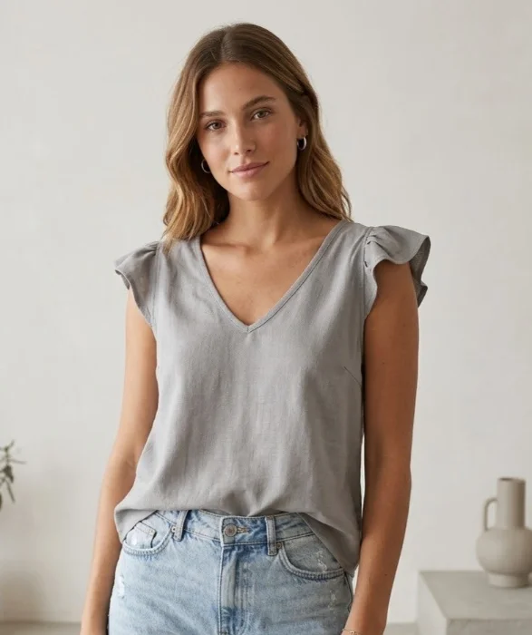 Remera Volado Lino Spandex
