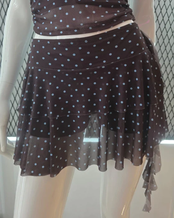 Pollera con Short 2 Volados  Batik/ Lunares