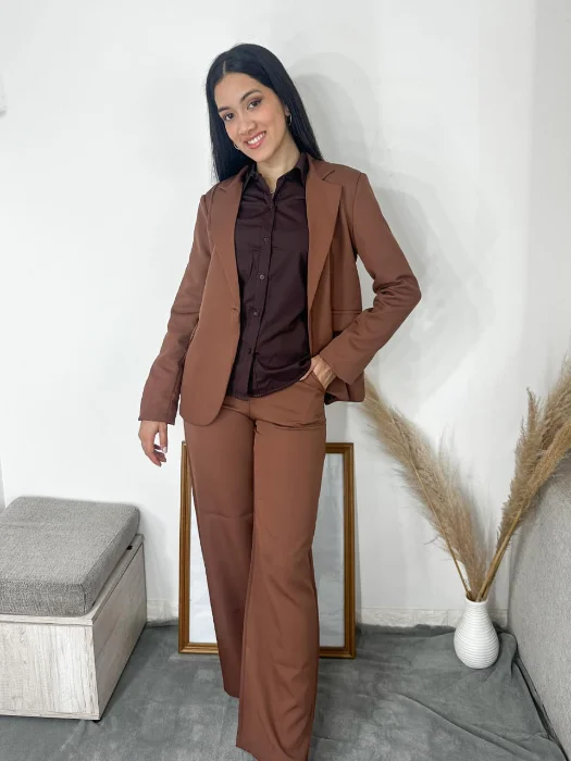Conjunto Pantalón Wide Sastrero y Bleizer Forrado Anabela