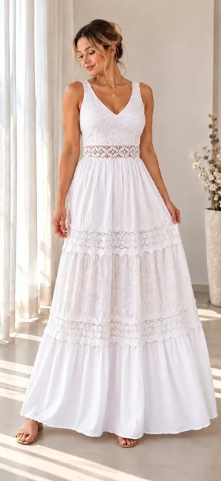 Vestido Celia Broderie Crochet Puntilla Importado