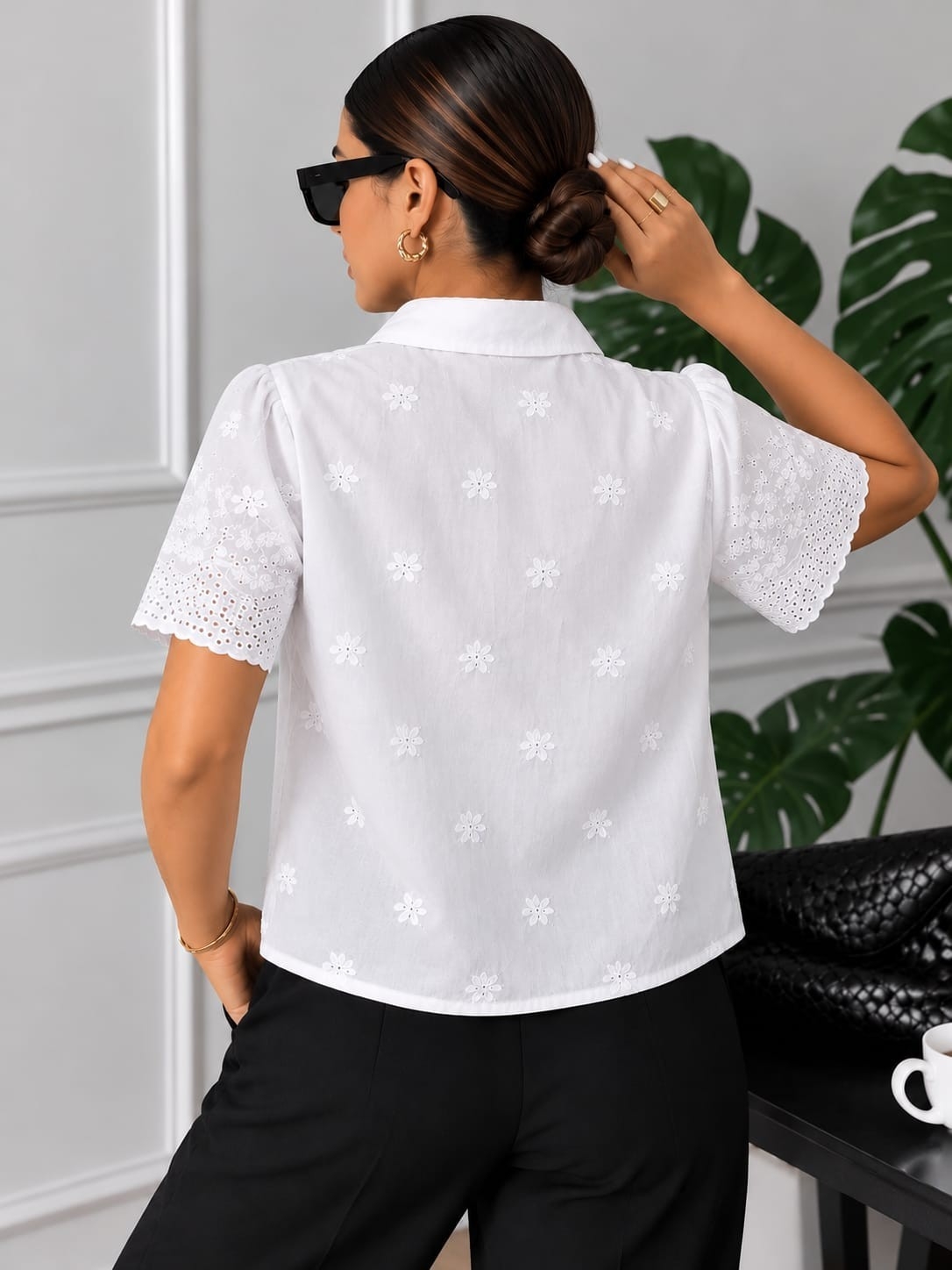 Camisa Alma Broderie Crochet Importado - Imagen 3