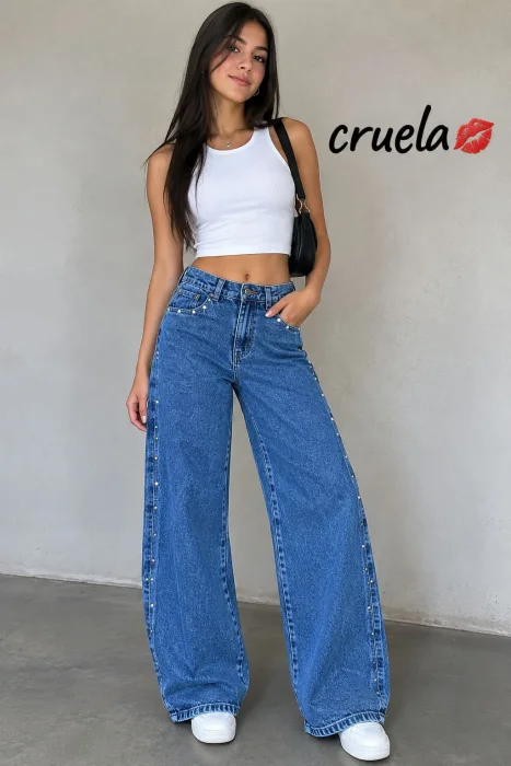 Wide Leg con Tachas