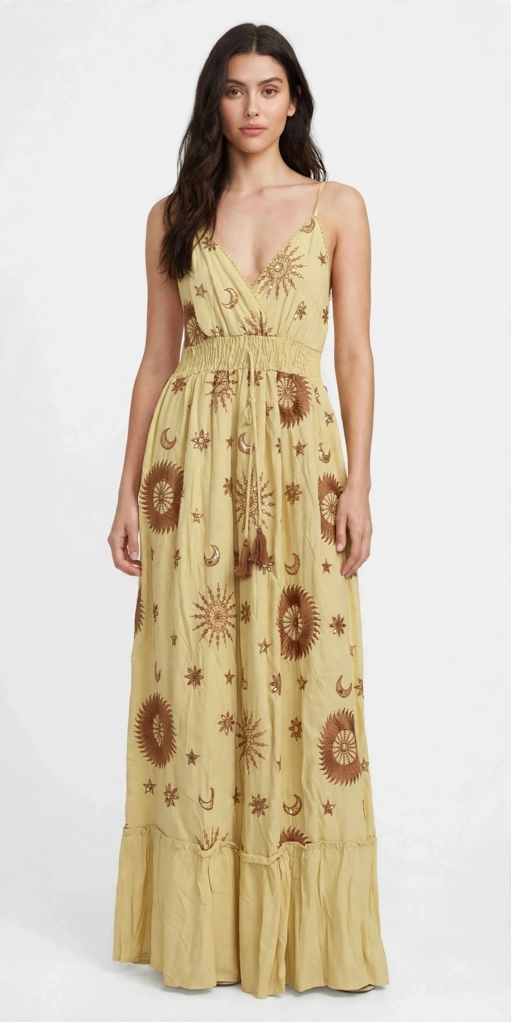 Vestido Boho Indu Bordado Tiras - Imagen 2