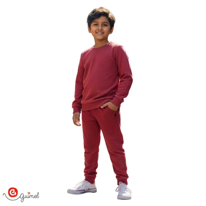 4081	buzo Niños Teens Wafle Cuadritos Bicolor