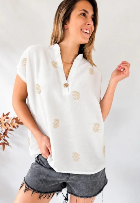 Blusa de Lino Bordada