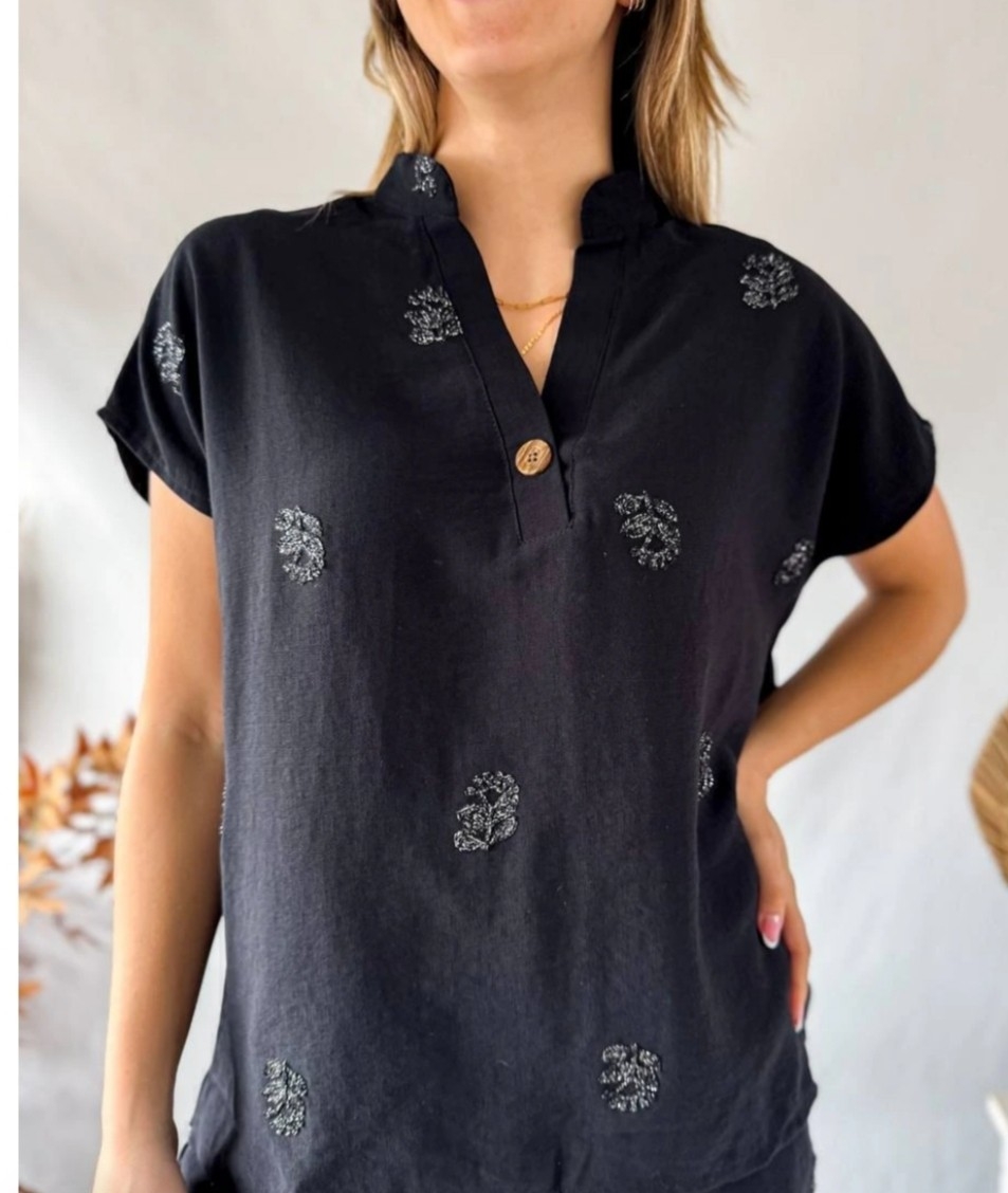 Blusa de Lino Bordada - Imagen 3