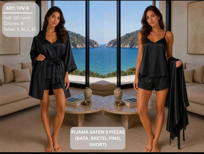 Pijama Saten con Bata