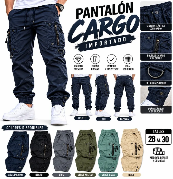 Pantalon Cargo con Botones Importado
