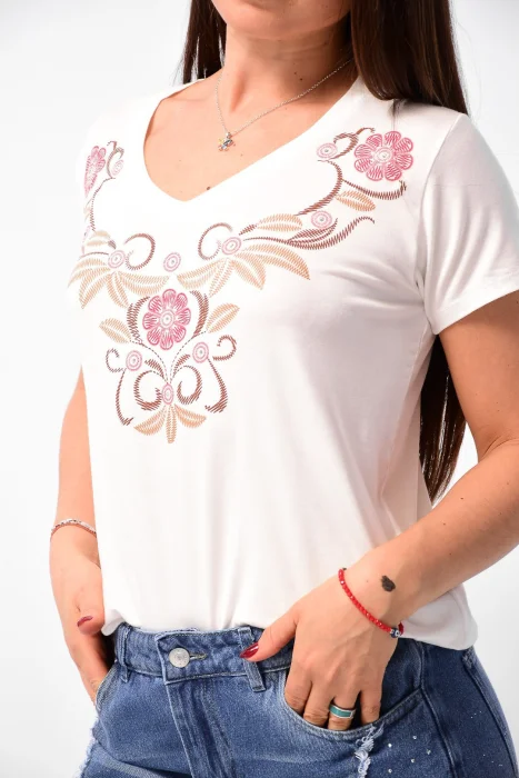 Remera Modal Viscosa X Talle Estampa con Brillo
