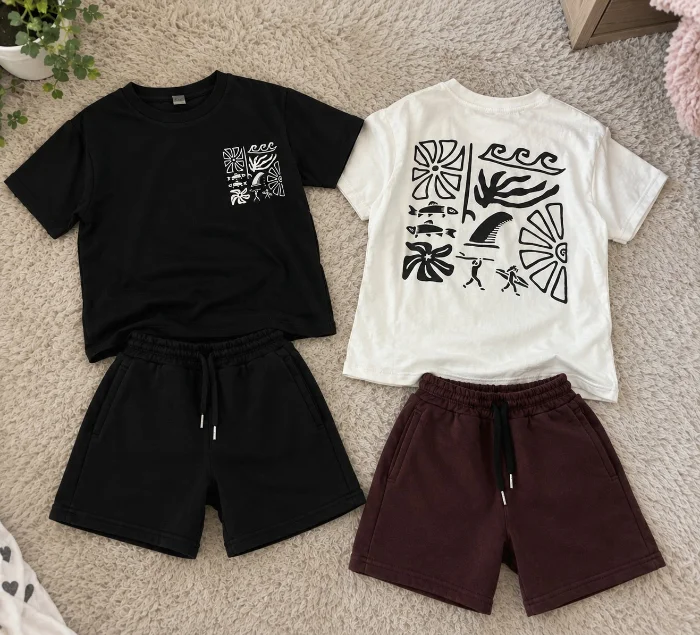 Conjunto Niño Remera Estampada + Short Algodón Verano