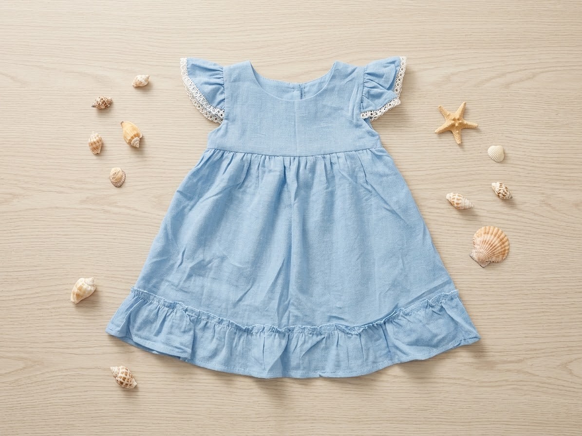 Vestido de Lino con Spandex con Puntilla de Lurex - Imagen 2