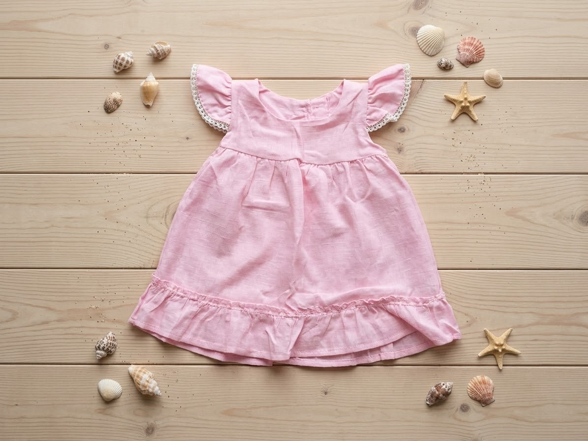 Vestido de Lino con Spandex con Puntilla de Lurex - Imagen 3