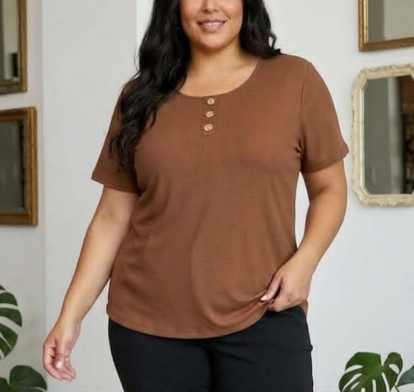Remeras de Morley Viscosa con Boton de Coco - Imagen 5