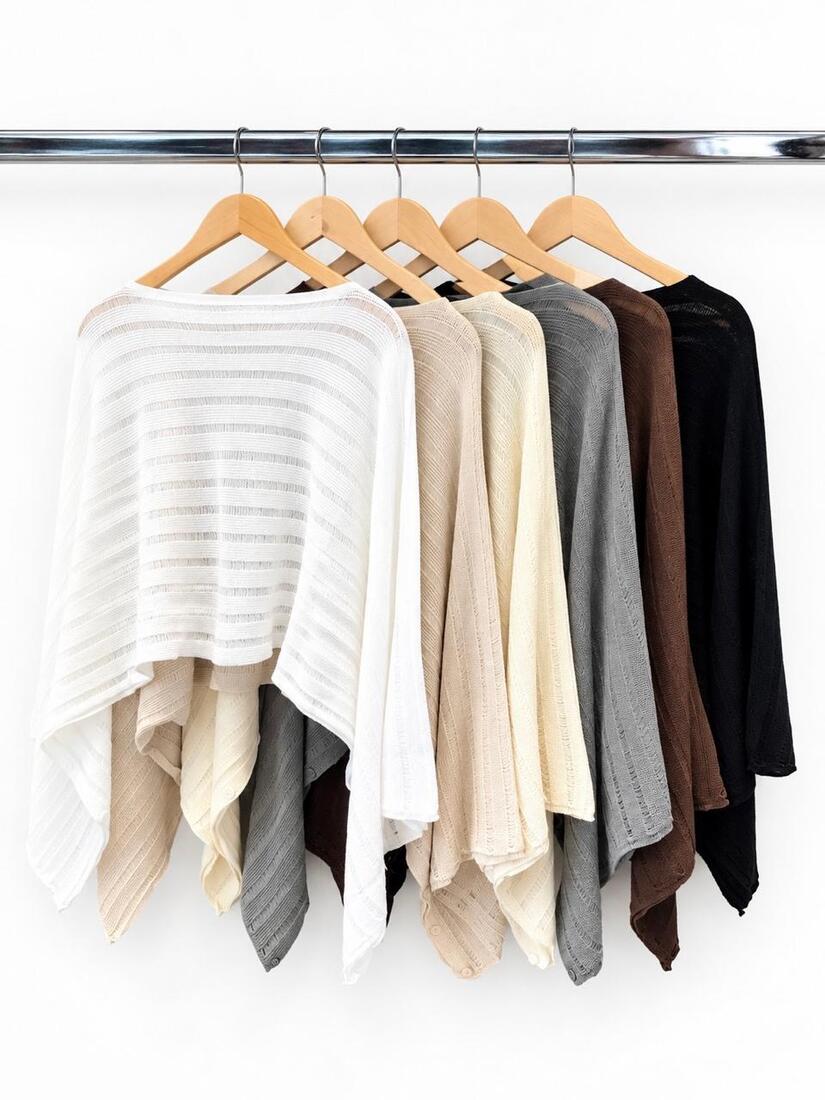 Suéter Poncho Calado de Hilo Liviano  Estilo Boho Chic - 8752.jpg