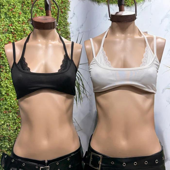 Crop Top Doble con Encaje
