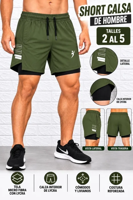 Shorts Calza de Micro Fibra con Lycra de Hombre