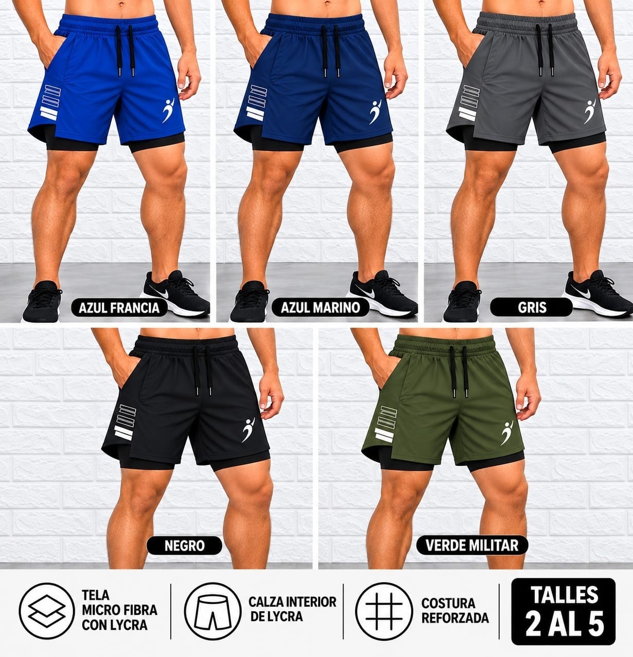 Shorts Calza de Micro Fibra con Lycra de Hombre - Imagen 2