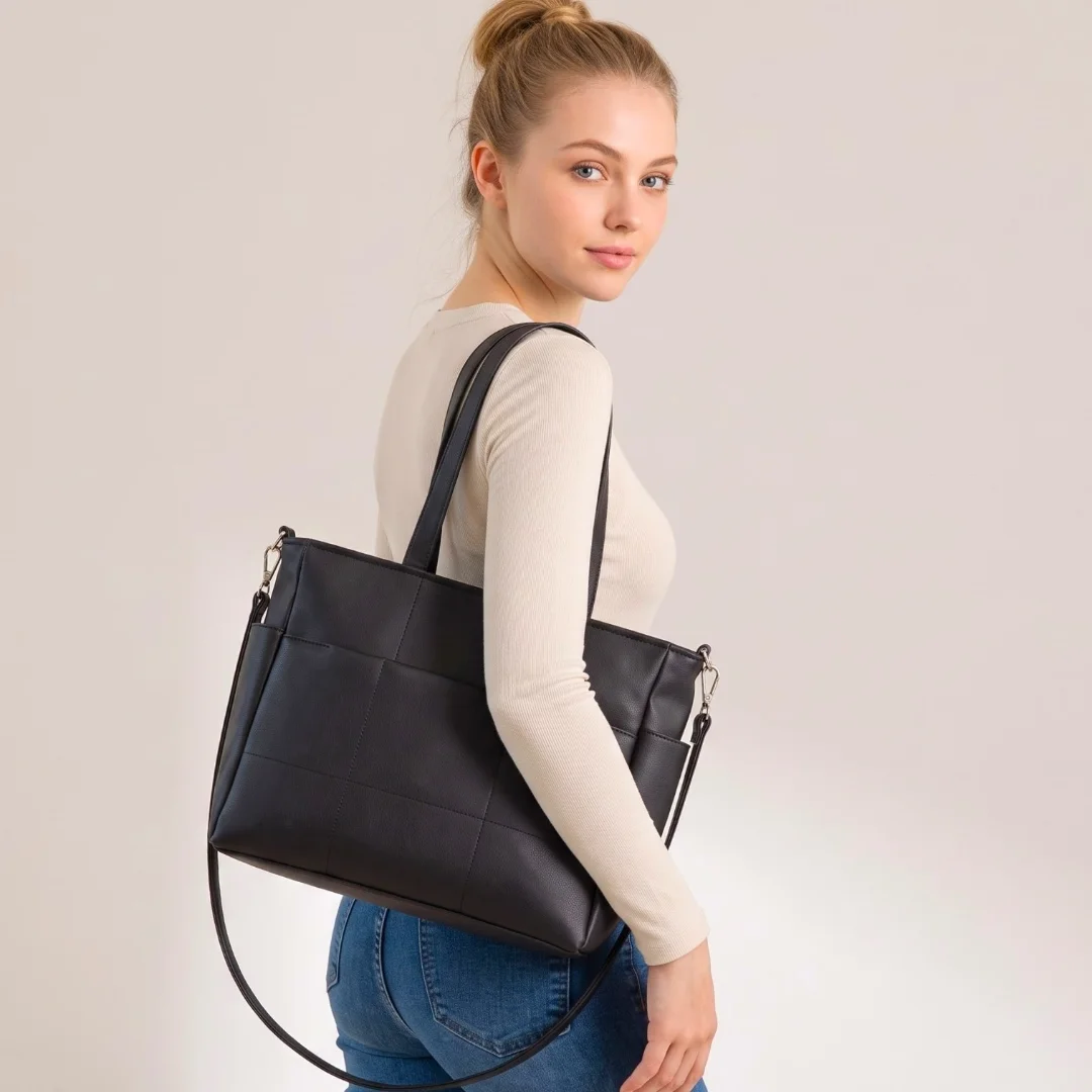 Bolso Tote con Bolsillo, 3 Bolsillos Exteriores, Forrada por Dentro, Marroquineria - Imagen 1
