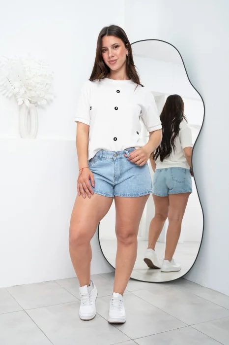 Remera de Morley Rib con Lunares y Tachas