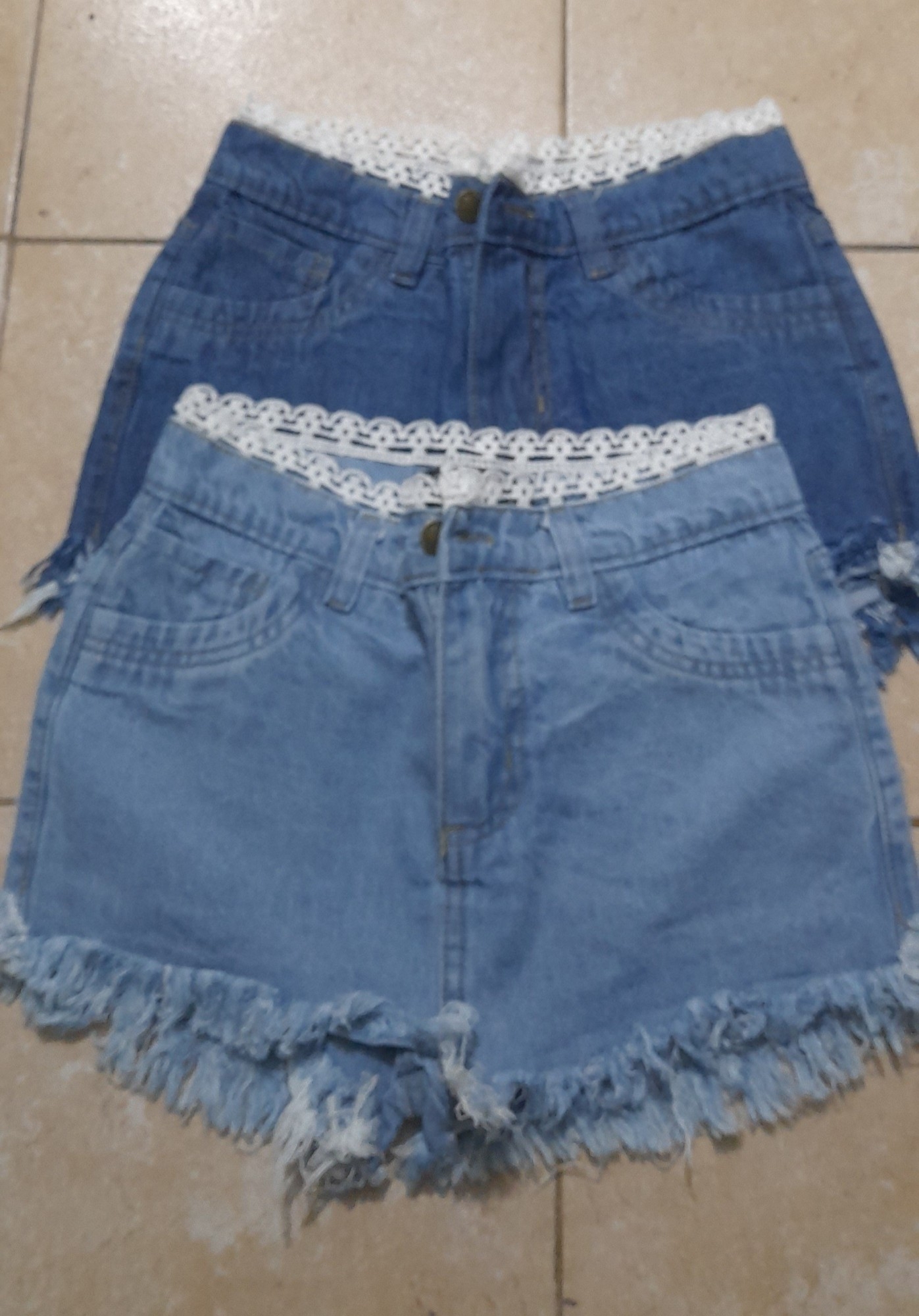Pollera  Shorts  con Puntillas  Celeste  Rígido Tiro Intermedio Deflecado - Imagen 6