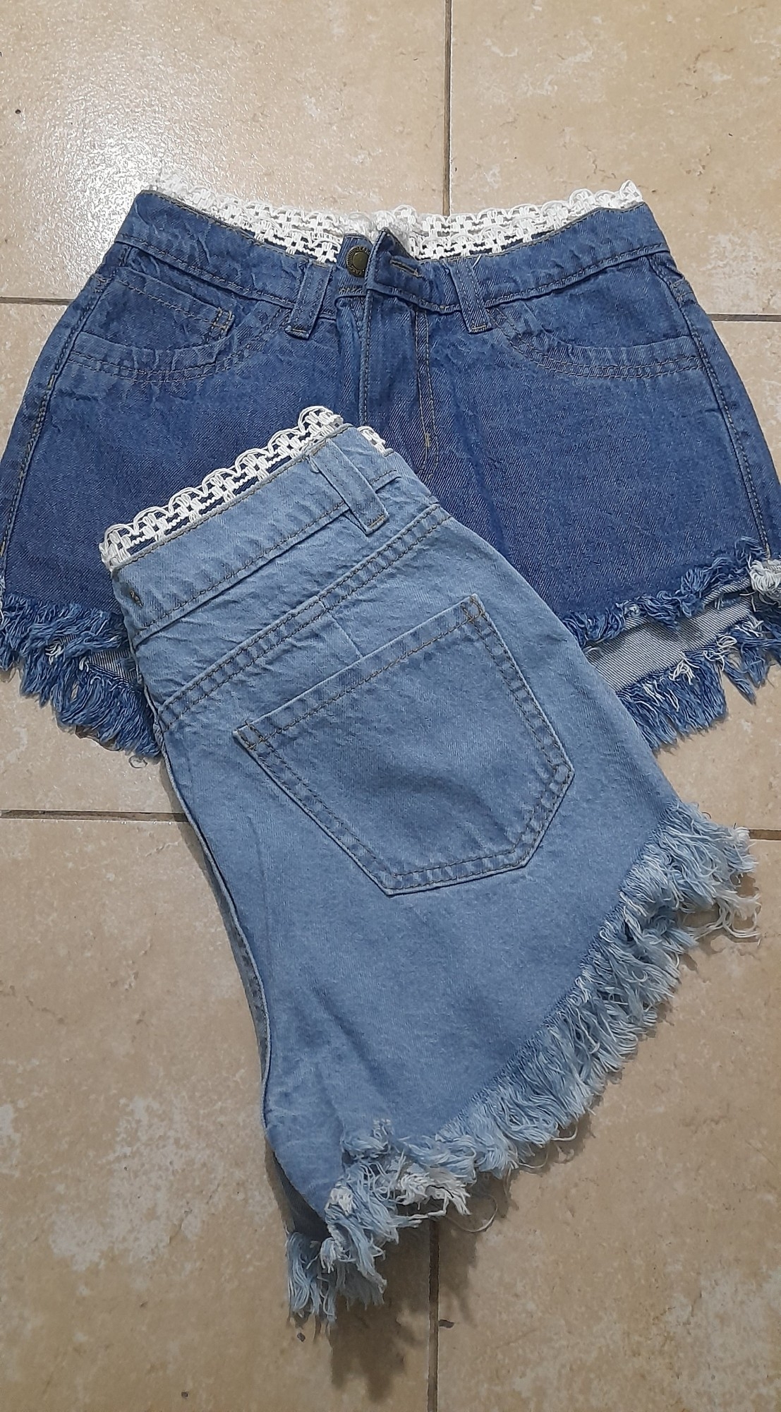 Pollera  Shorts  con Puntillas  Celeste  Rígido Tiro Intermedio Deflecado - Imagen 7
