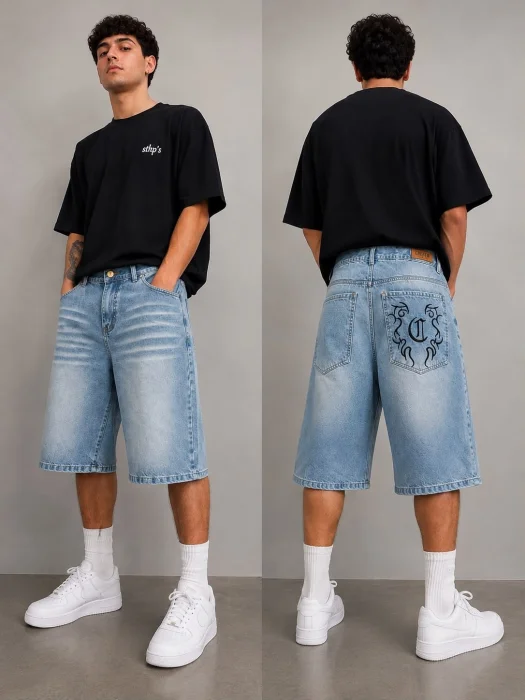 Baggy Bordado Celeste