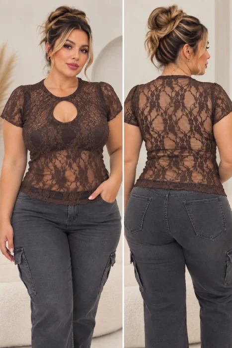 Remera Gota Encaje Talle Especial