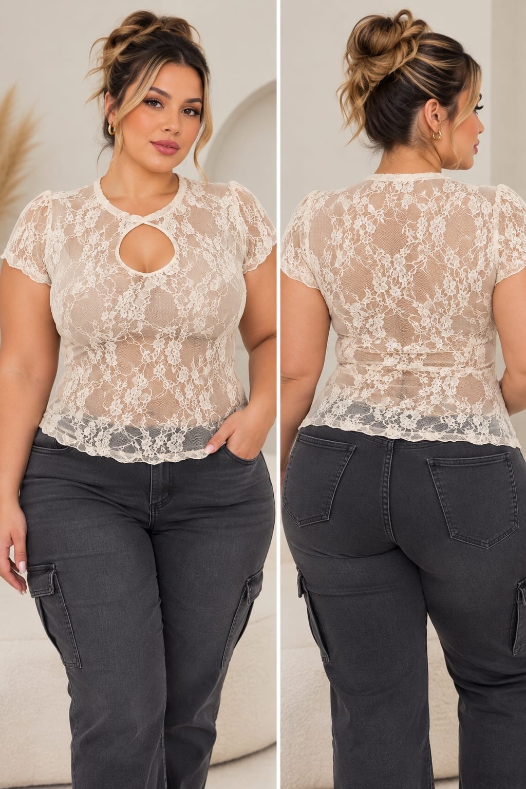 Remera Gota Encaje Talle Especial - Imagen 2