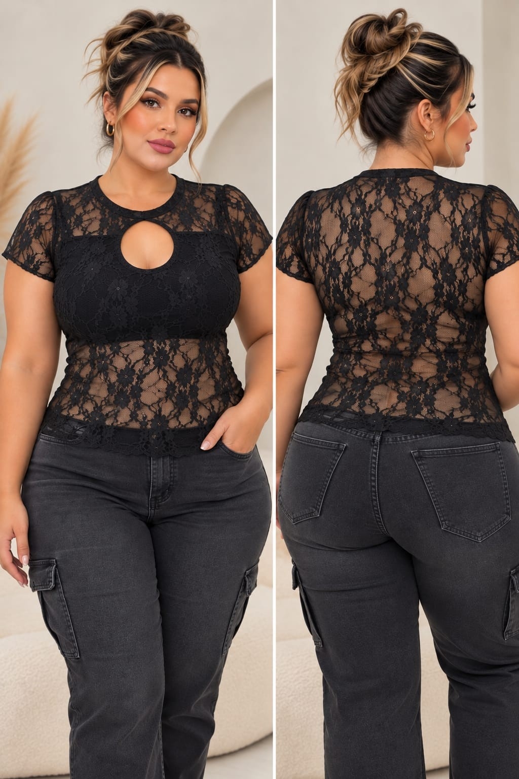 Remera Gota Encaje Talle Especial - Imagen 3