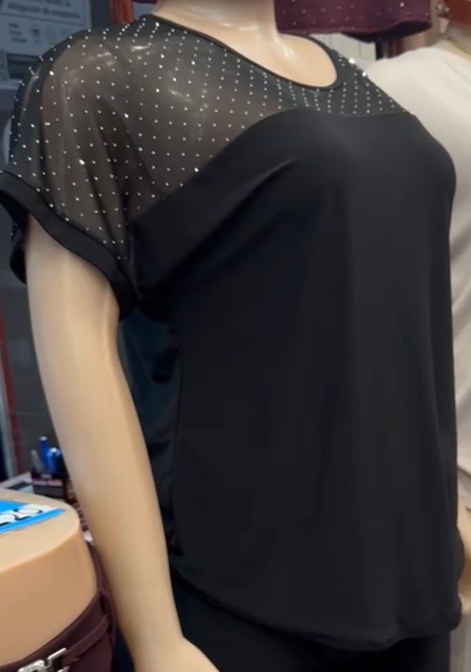 Blusa de Encaje con Strass Talles Grandes - Imagen 2