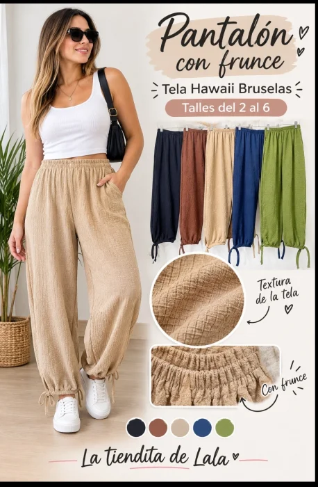 Pantalón con Frunce Tela Hawaii