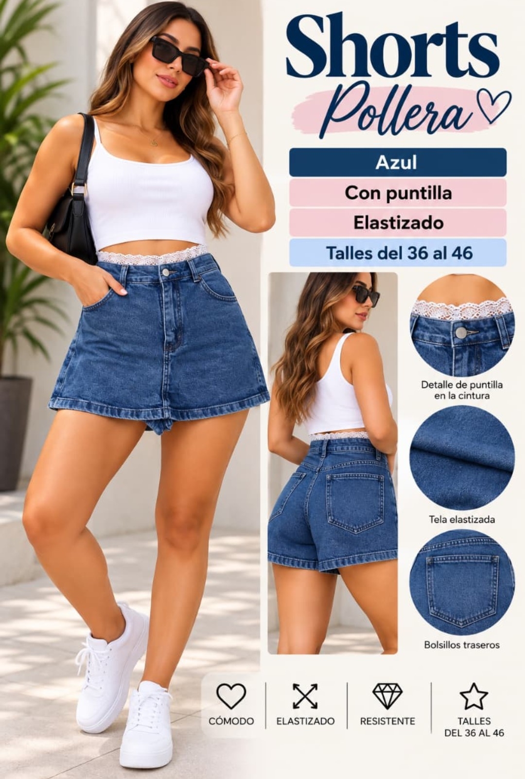 Shorts Pollera con Puntilla - Imagen 2