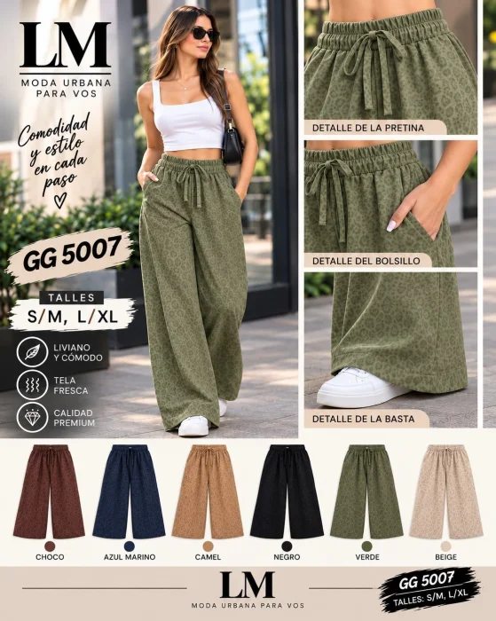 Pantalon de Lino Labrado. Gg5007