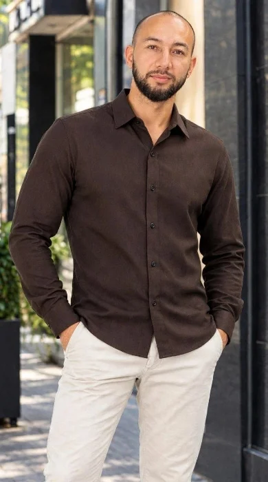 Camisas de Lino Spandex Manga Larga