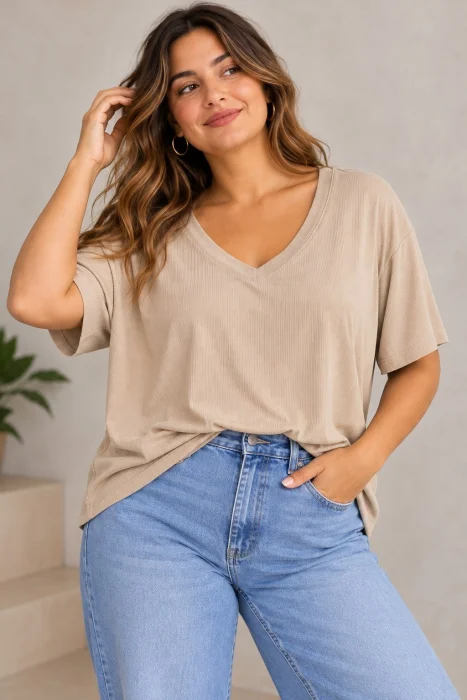 Remera Morley Escote V Talle Grande